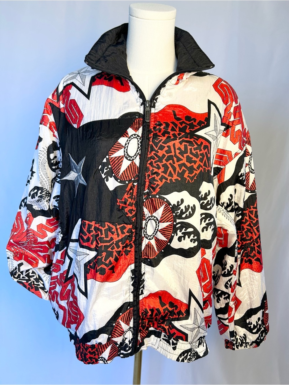 Head Red, Black & White Graphic Bomber Jacket